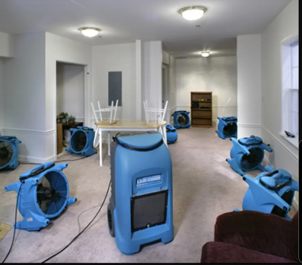 Air movers and dehumidifier setup for Water Extraction & Removal in South Lake Tahoe